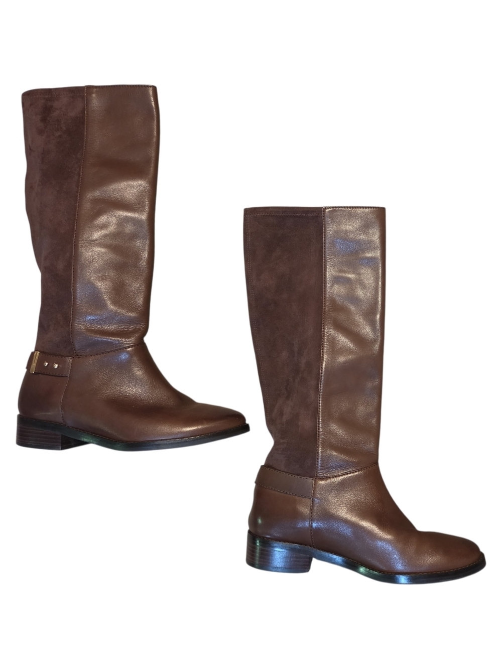 Cole Haan Two Tone Brown Leather and Suede Over the Knee Boots Size 8.5 - Picture 7 of 11